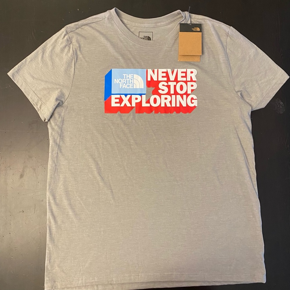 The North Face Men's Never Stop Exploring Logo Short Sleeve Tee, Gray XL